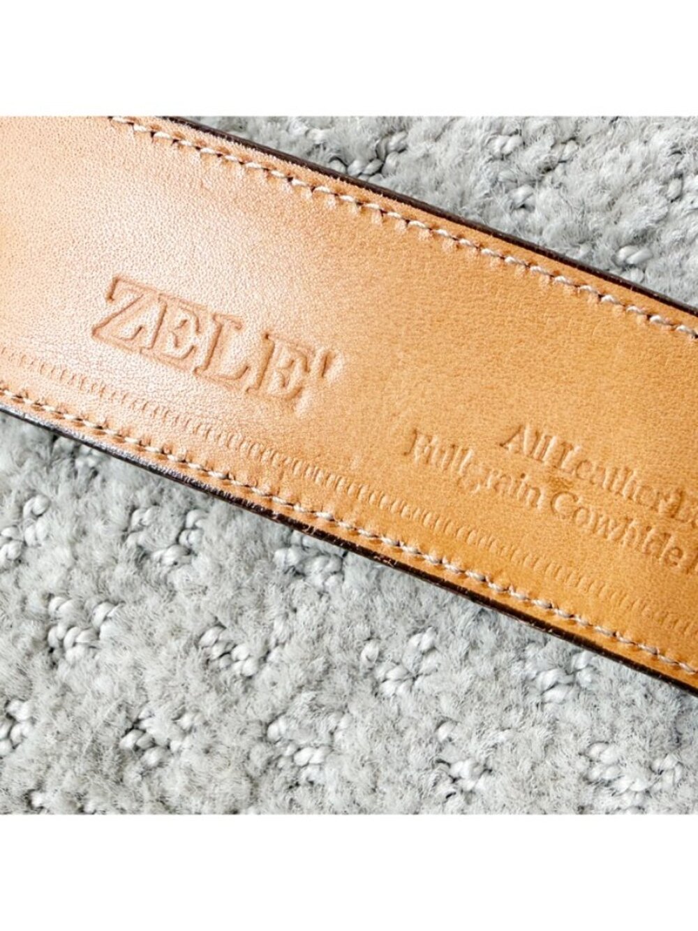 Zele' 100% Cowhide Leather Belt 32 L Alligator Croc Print Dark Brown Vtg - Picture 6 of 7
